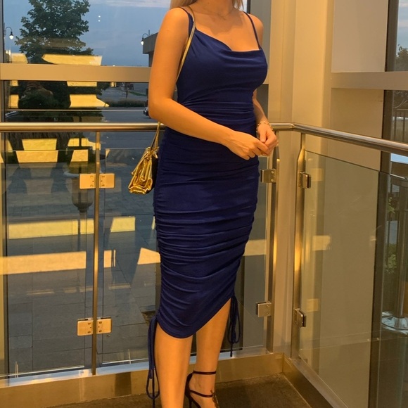 JLUXLABEL BLUE RUCHED DRESS - Picture 3 of 4